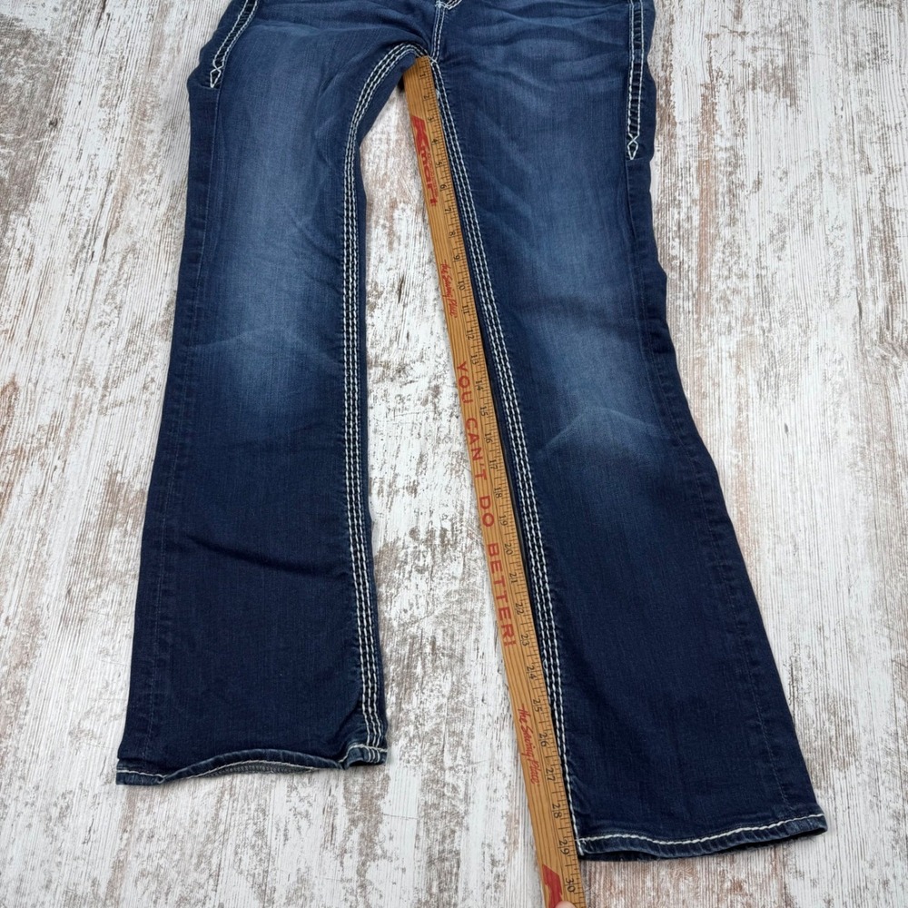 Rock Revival Betty Low Rise Bootcut Jeans Dark Wash Contrast Stitch Sz 27 Bling - Picture 7 of 13